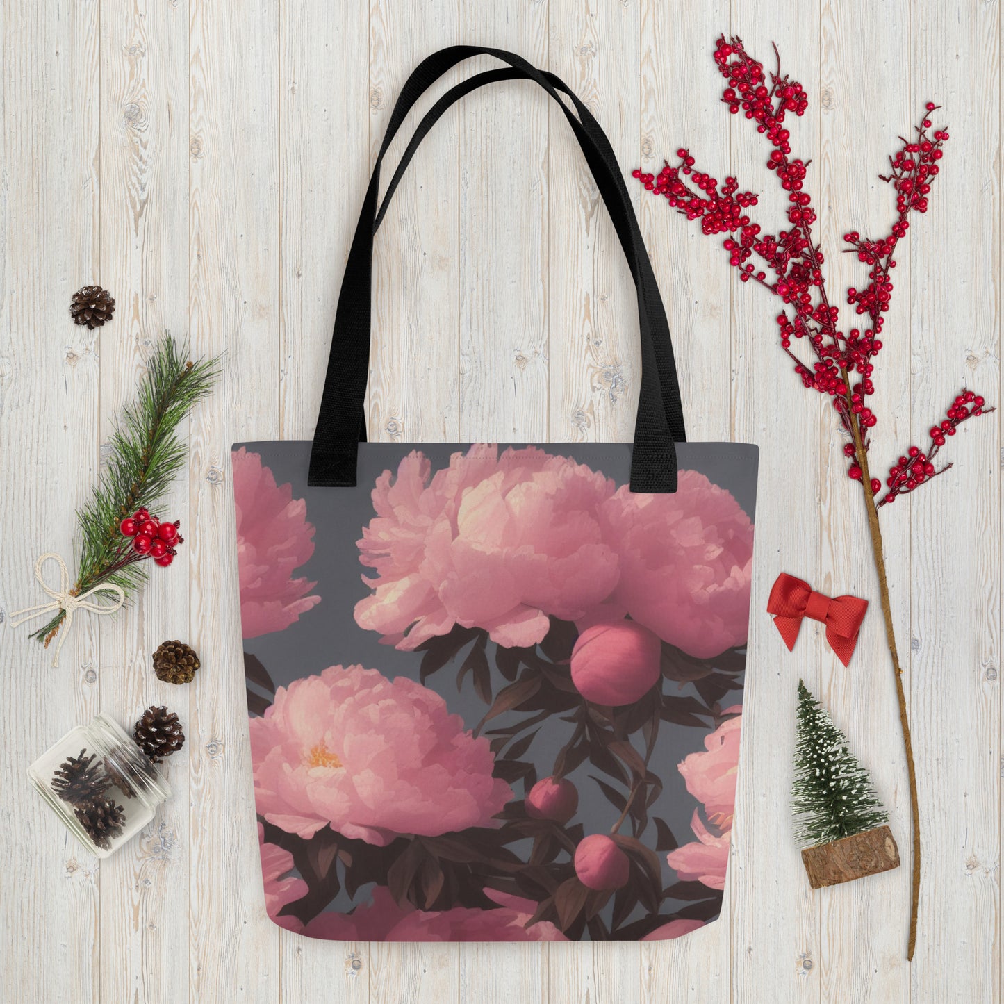 Vintage Flowers Printed Tote Bag