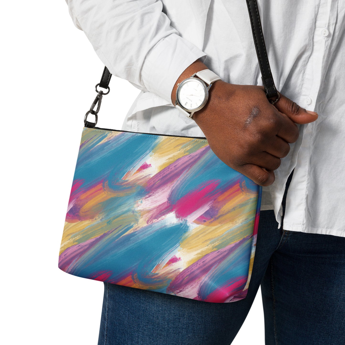 Azure Color Palette Crossbody Tote Bag