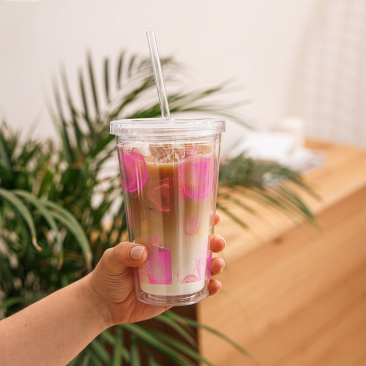 Pink Blossom Plastic Tumbler