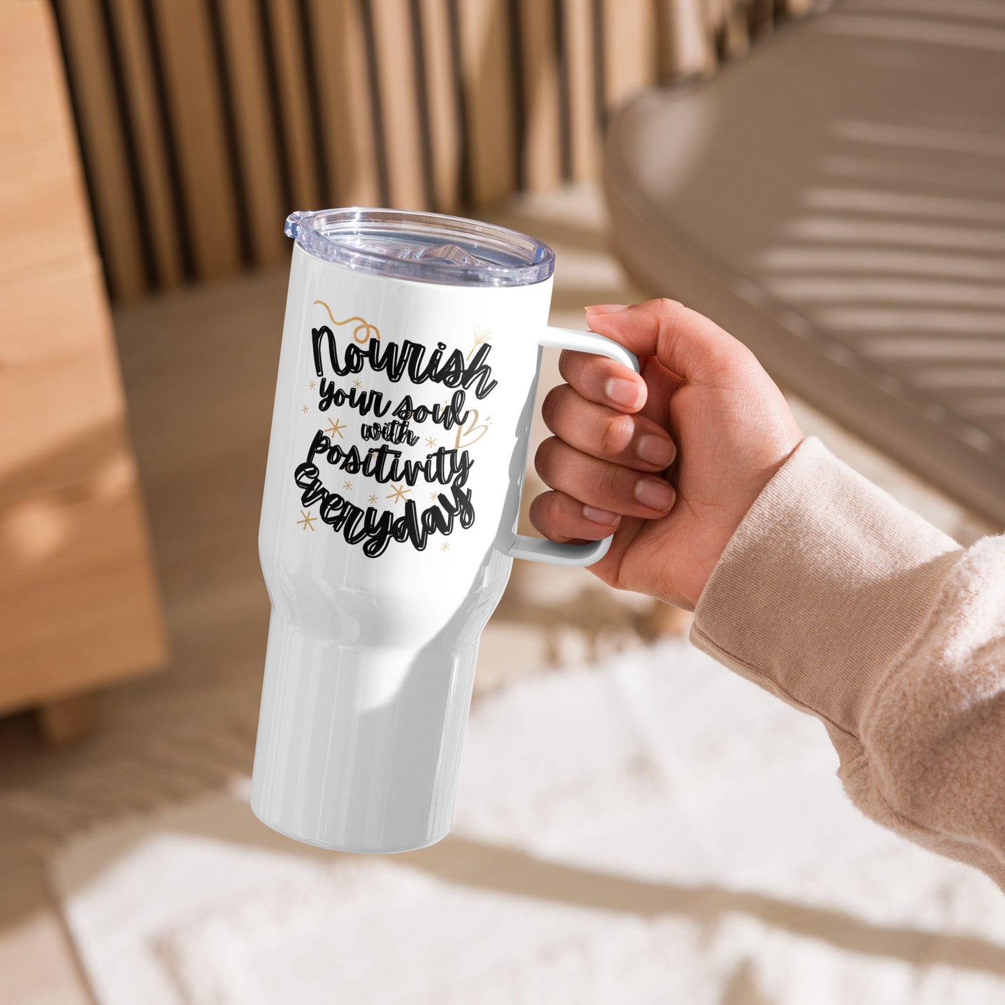 Nourish Your Soul Travel Mug with a Handle