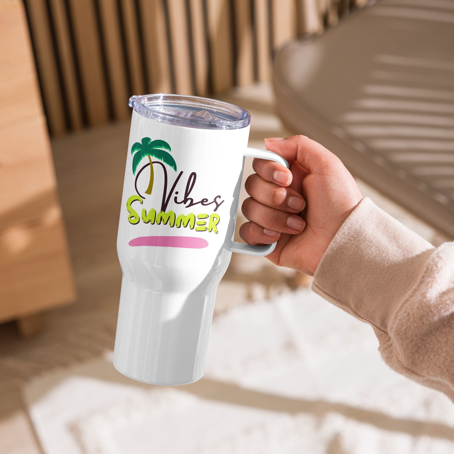 Summer Vibes Travel Mug with a Handle