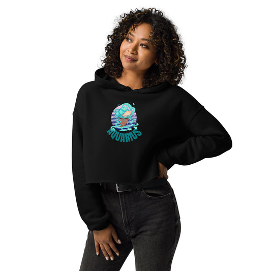 Aquarius Star Sign Crop Hoodie