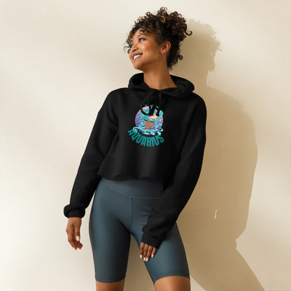 Aquarius Star Sign Crop Hoodie