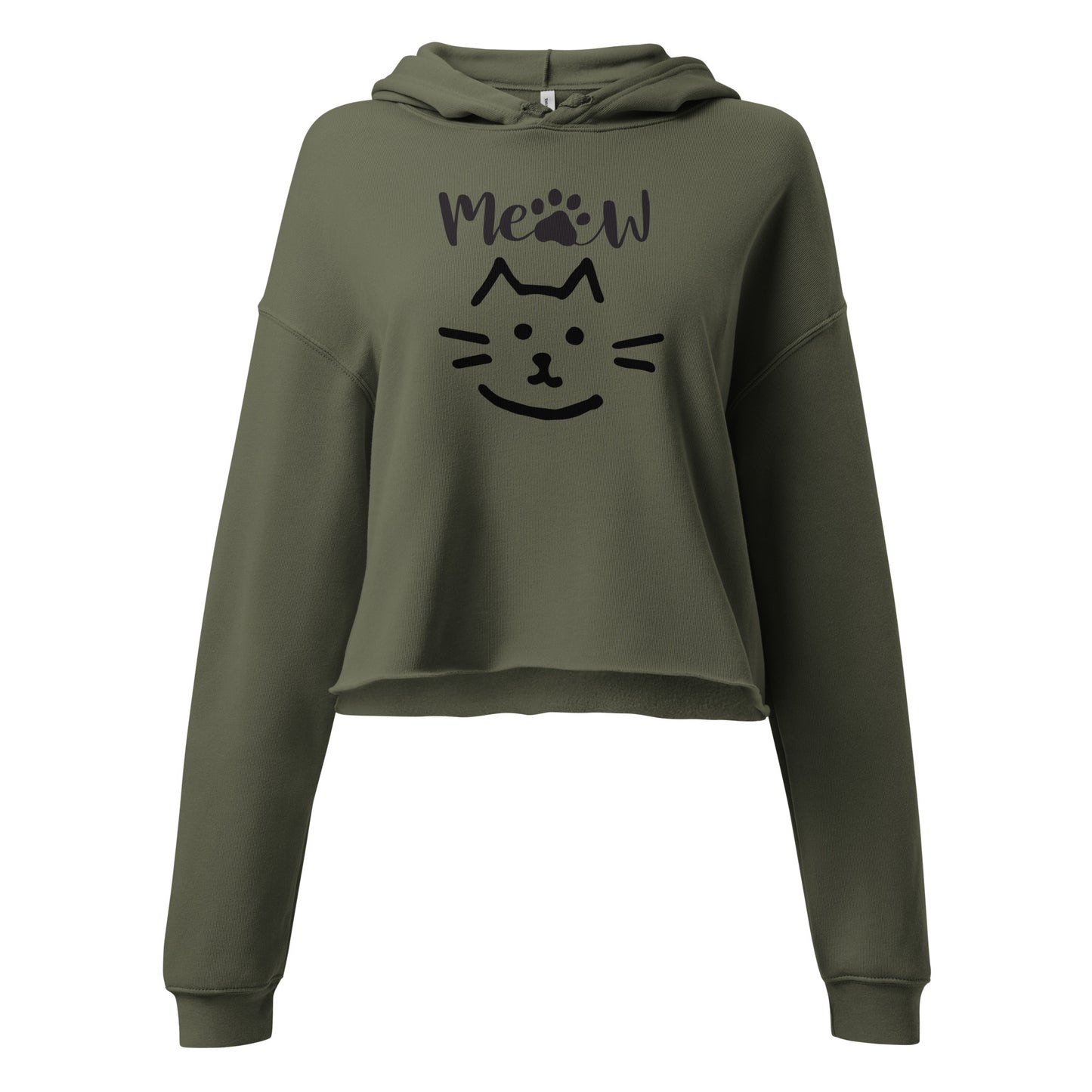 Meow Cat Drawing Crop Hoodie