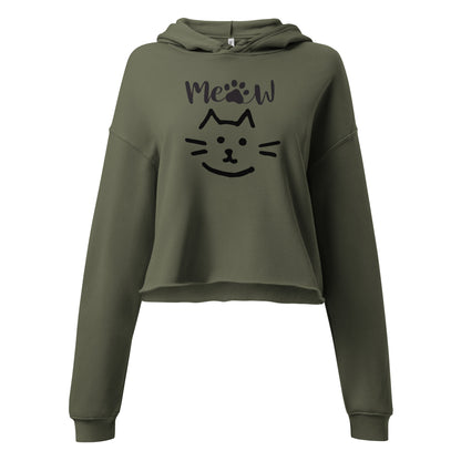 Meow Cat Drawing Crop Hoodie