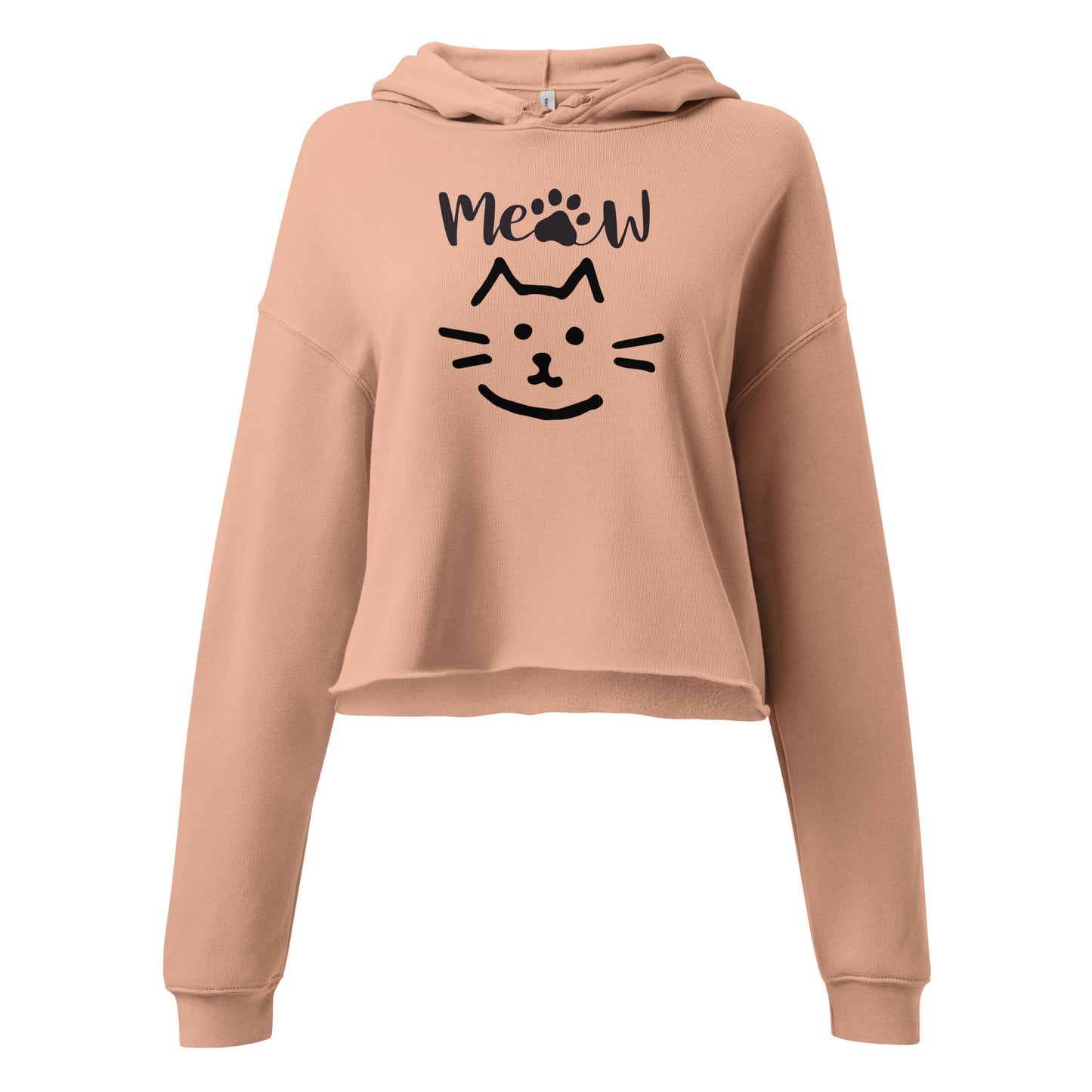 Meow Cat Drawing Crop Hoodie