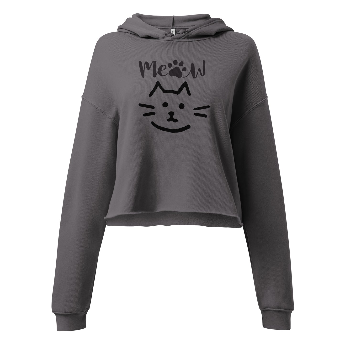 Meow Cat Drawing Crop Hoodie