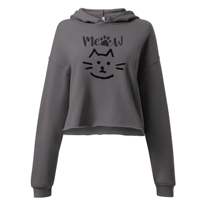Meow Cat Drawing Crop Hoodie